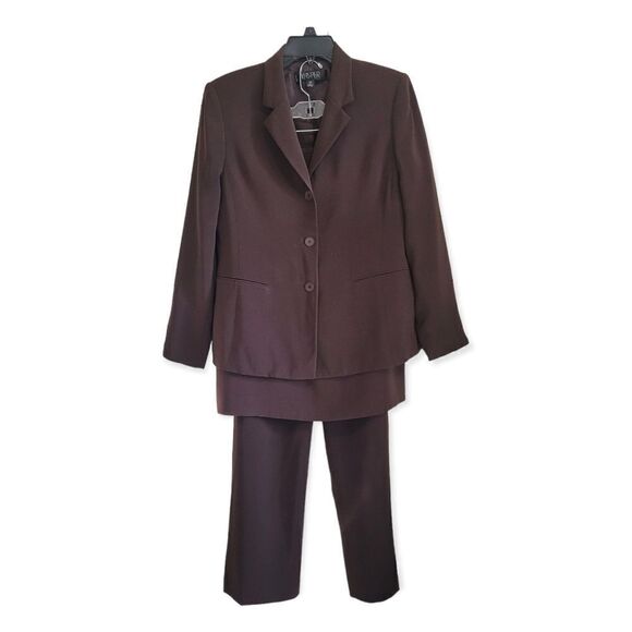 Kasper chocolate brown 3pc suit 10P - Picture 1 of 7